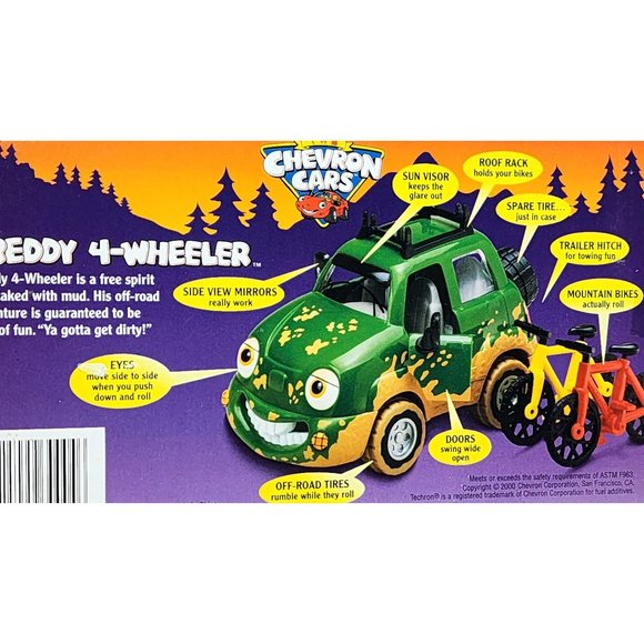 Vintage Chevron Cars Green Toy Car - Working Side View Mirrors, Moving Eyes Gift - Picture 9 of 15